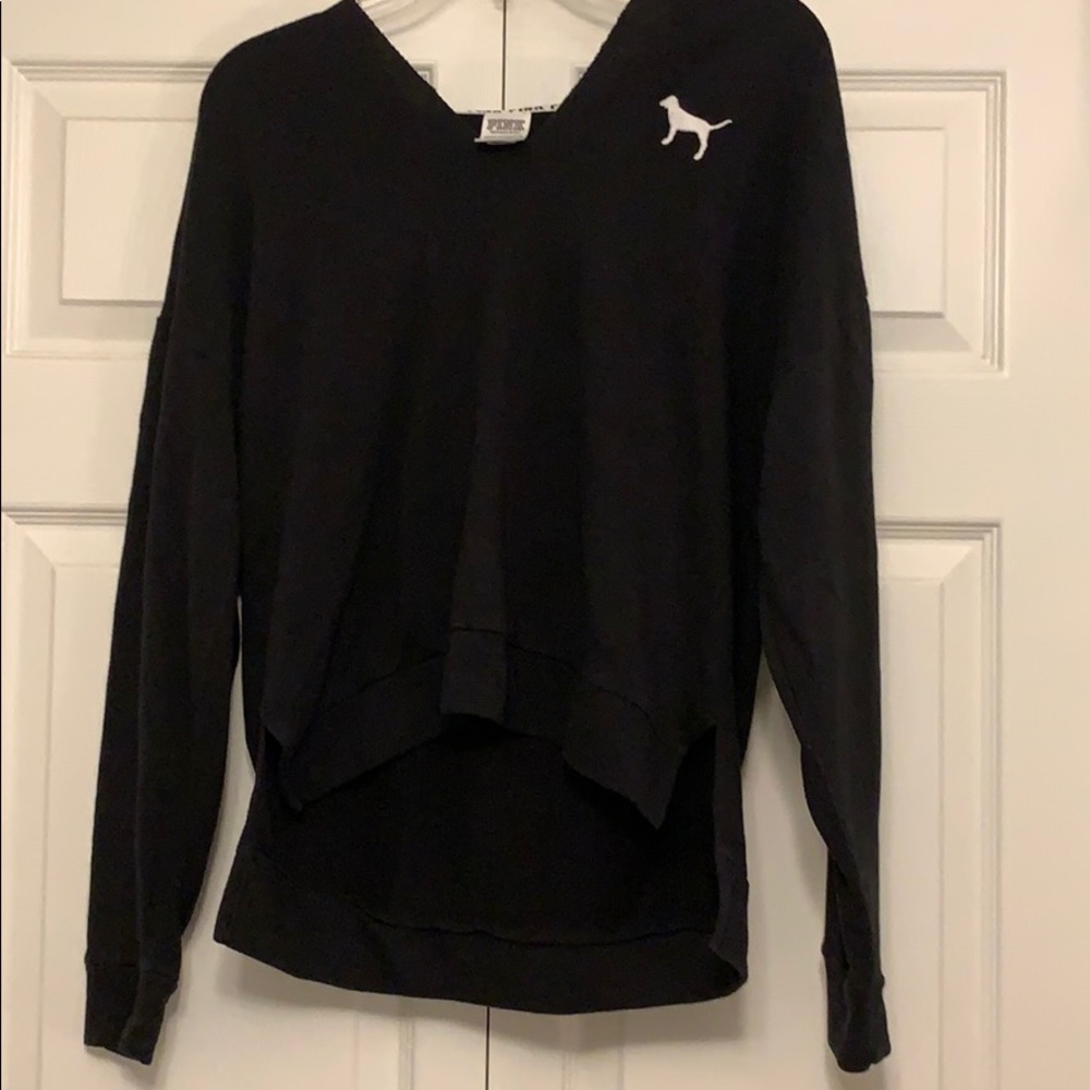 Pink black cropped hoodie